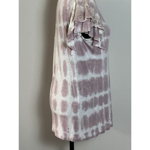 Knox Rose Women’s Top Tie Dye Ruffle Sleeves Boho Tee Shirt Y2K Size (M) - Picture 3 of 16